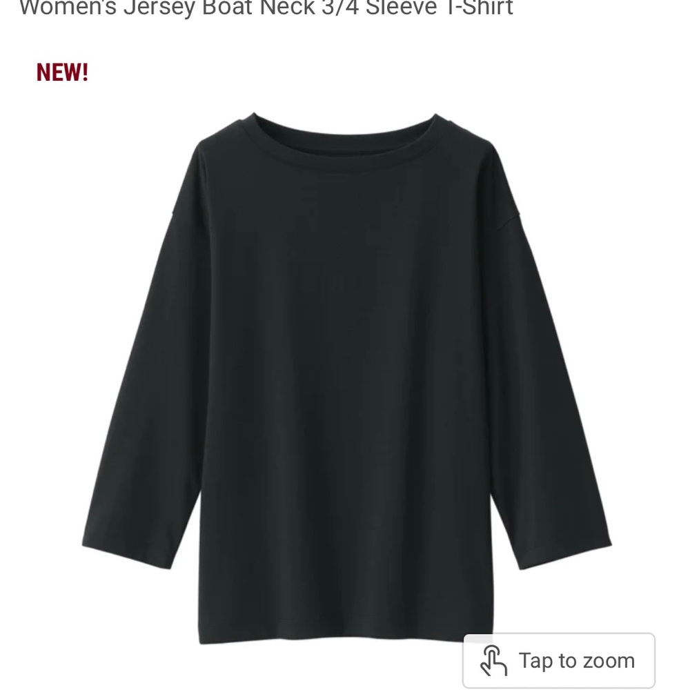 NWOT Women's Jersey Boat Neck 3/4 Sleeve T-Shirt Muji